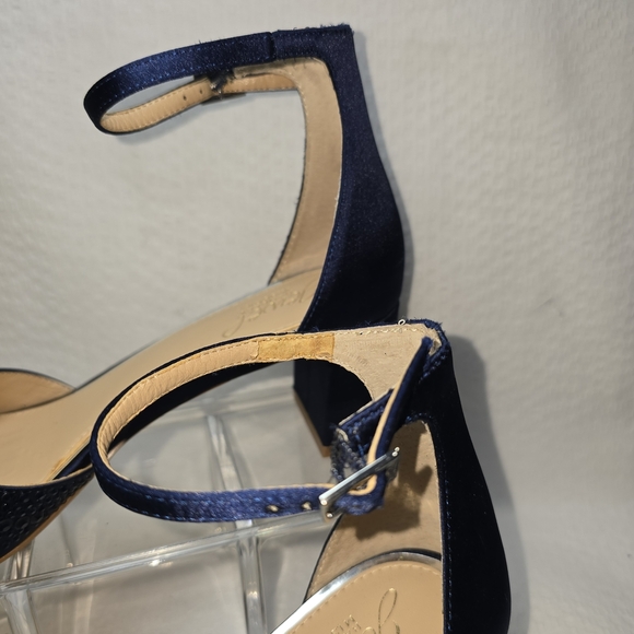 JEWEL BADGLEY MISCHKA NAVY RHINESTONE PEEP TOE ANKLE STRAP BLOCK HEEL 8 - Picture 6 of 15